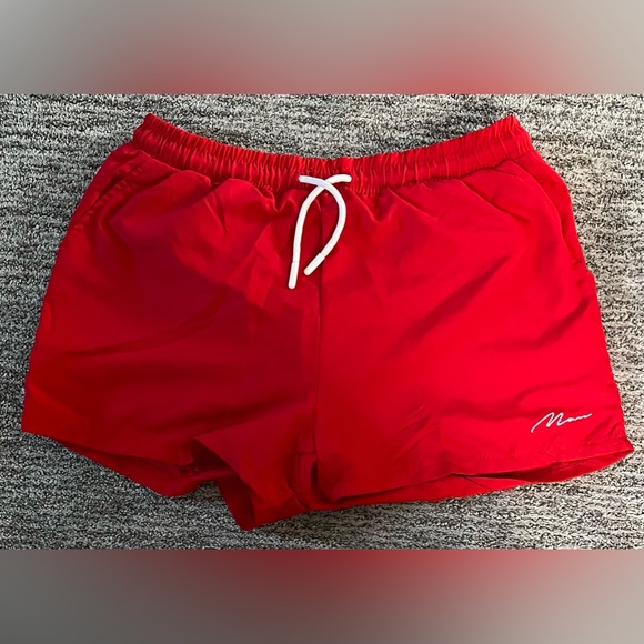 Men Signature Short Length Swim Shorts RED-M - Picture 2 of 3